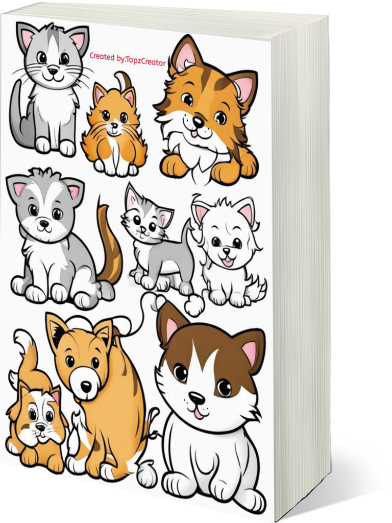 Cats, and Dogs coloring Affirmation book