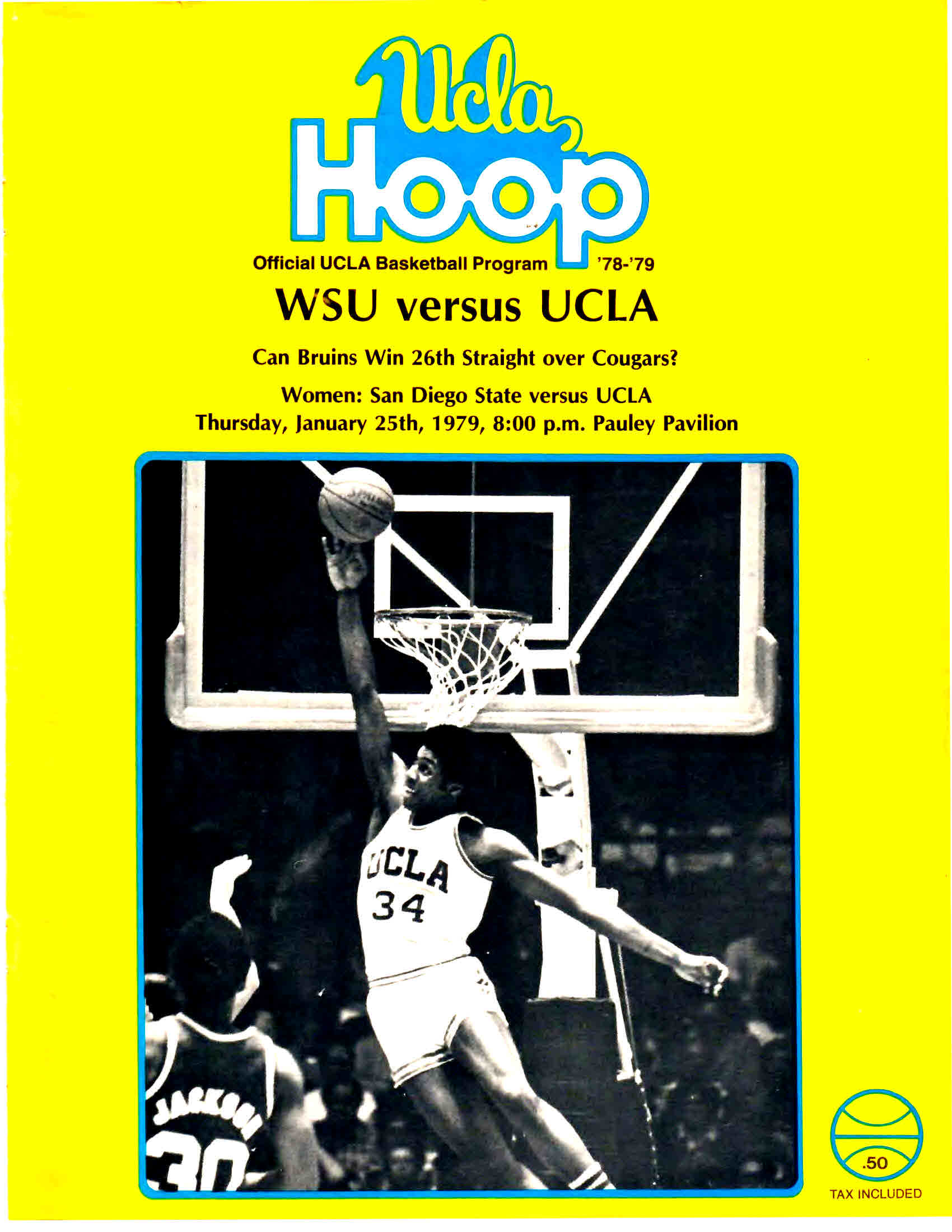 WSU vs UCLA Game Program and Boxscore - January 25, 1979