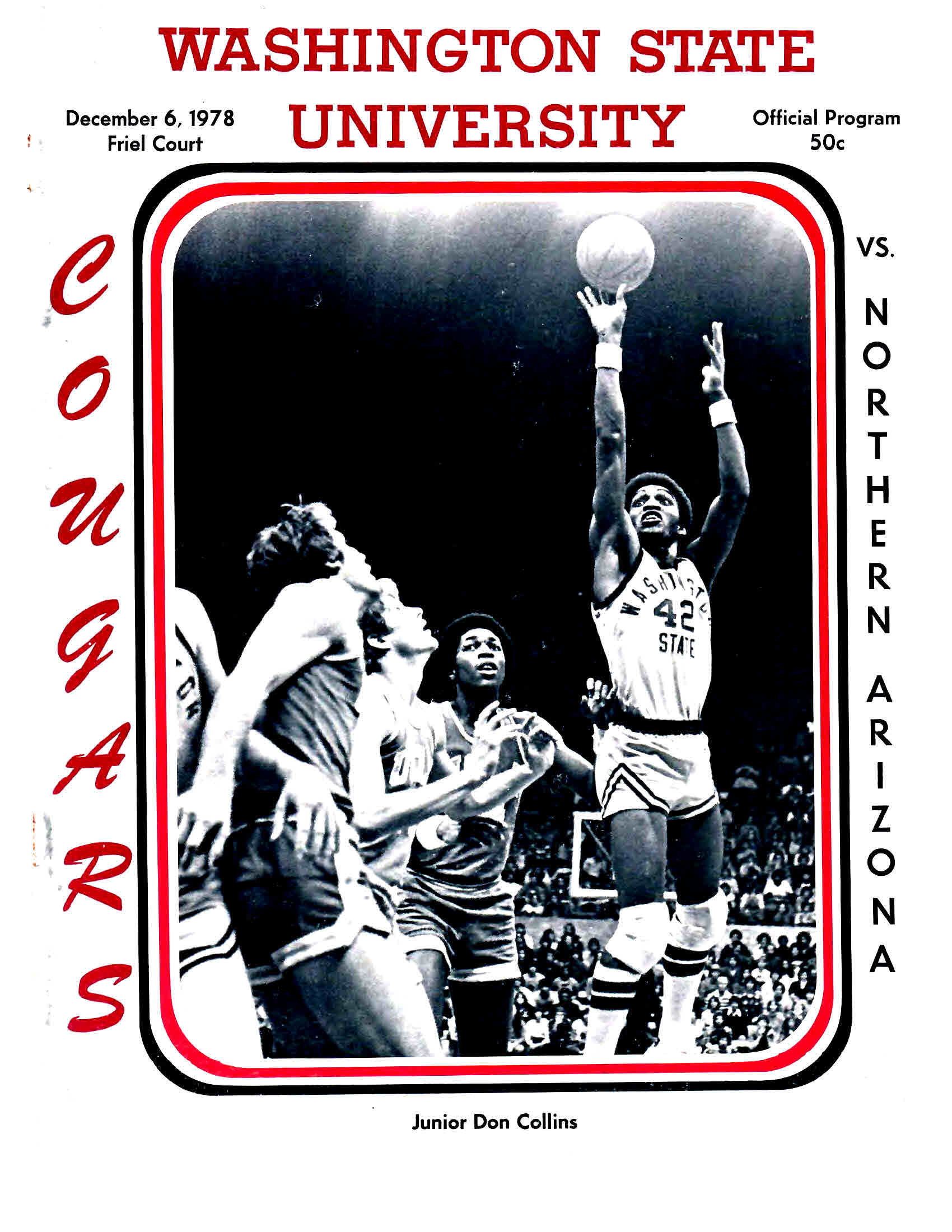 WSU vs Northern Arizona Game Program and Box Score - December 6, 1978