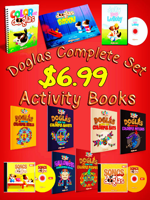DOGLAS Complete Set of Colouring Books and Singalong Music
